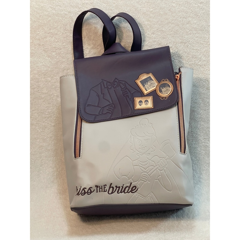 Disney Haunted Mansion Constance Hatchaway Kiss the Bride Backpack Grey Purple